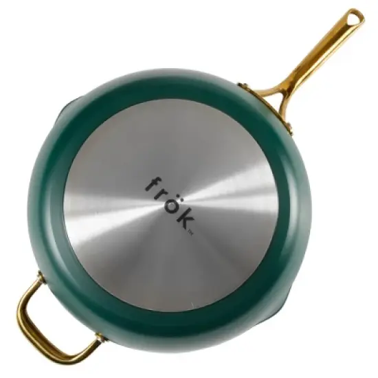 Frok 13" Frying Pan Wok Skillet Quick Heat Aluminum - Ceramic Nonstick Cookware W/ Lid image {6}