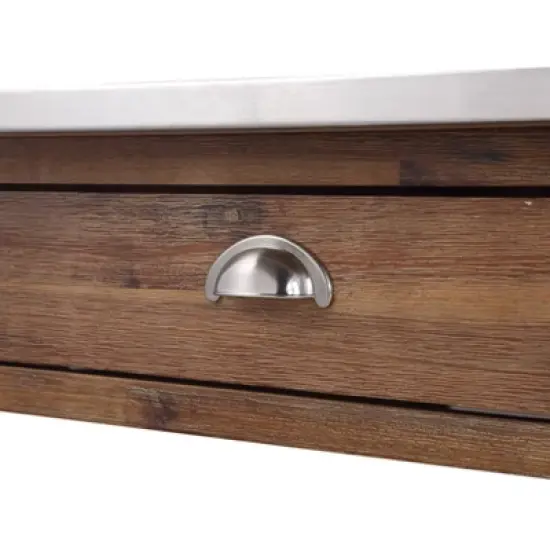 Sonoma Kitchen Cart with Stainless Steel Top Wire Brush Barnwood Brown - Boraam image {6}