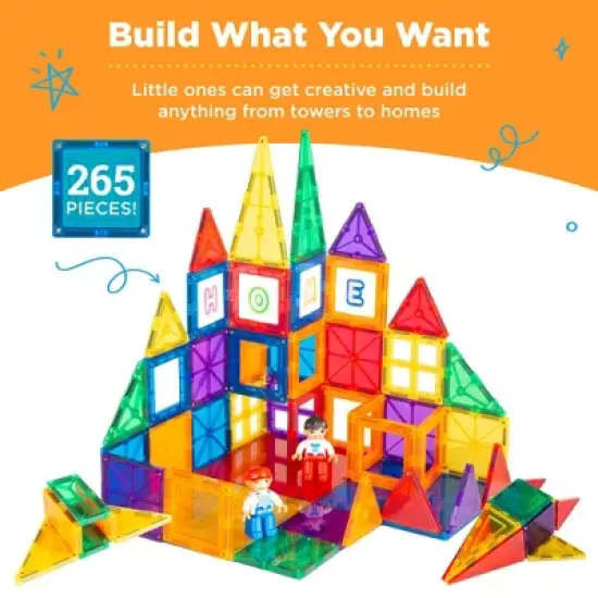 Best Choice Products 265-Piece Kids Magnetic Tiles Set Construction Building Blocks Educational STEM Toy image {1}