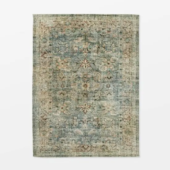 Ledges Digital Floral Print Distressed Persian Rug Green - Threshold&trade; designed by Studio McGee image {5}