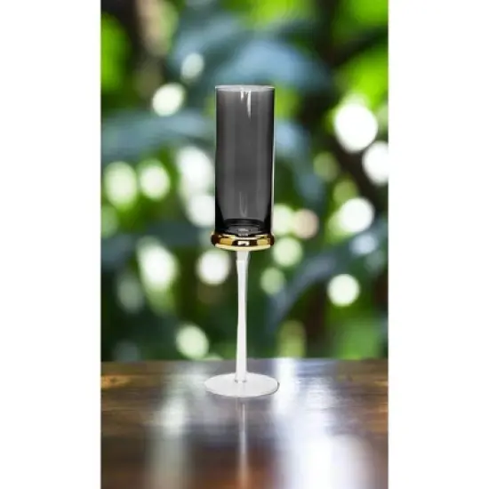 Classic Touch Set of 6 Tumblers Tinted Black with Gold Base image {1}