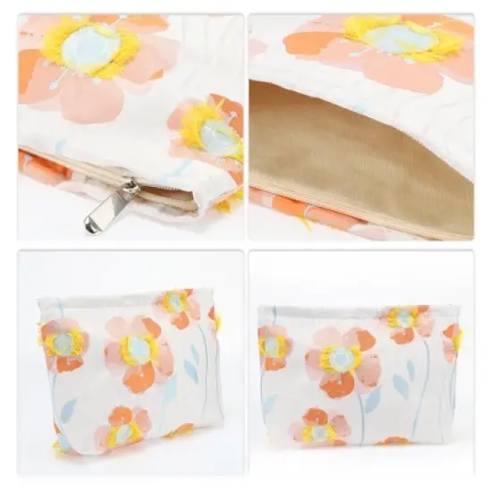 Unique Bargains Women Portable Floral Makeup Bag Assorted Color 1 Pc image {2}