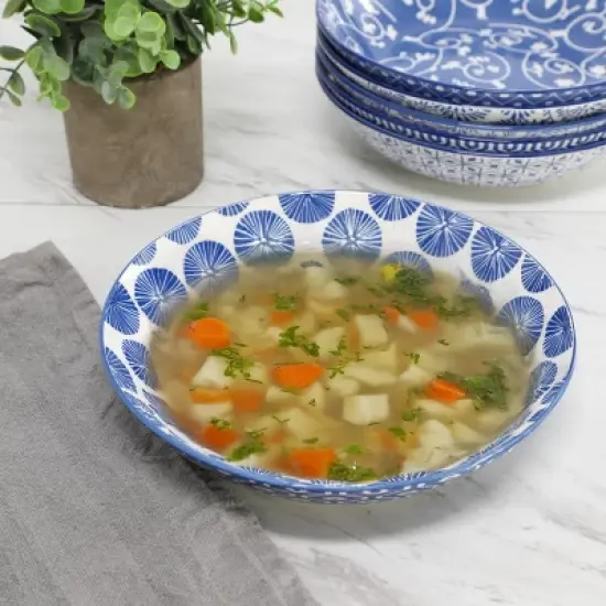 Elama Aurora 6 Piece Assorted Stoneware Bowl Set in Blue image {5}