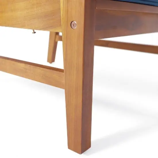 Christopher Knight Home Illona Outdoor Acacia Wood 6 Seater Sectional Sofa and Club Chair Set with Fire Pit image {8}