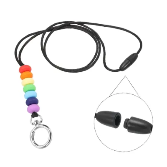 Unique Bargains Wear-resistant Lightweight ID Cards Silicone Beaded Lanyards image {2}