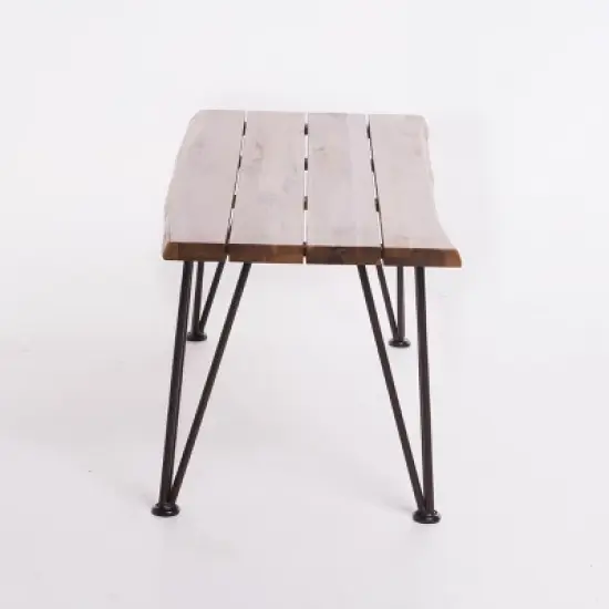 GDFStudio Avy Acacia Wood and Iron Coffee Table image {3}