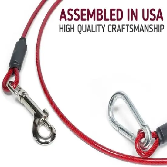 Leashboss 5ft Dog Tether Tie Out Cable, Classic Red image {4}