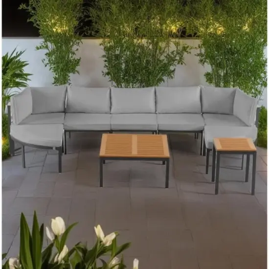 Outdoor Modular Sectional Sofa Set with Coffee Table, Ottoman, Cushions image {15}