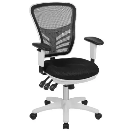 Emma and Oliver Mid-Back Mesh Triple Paddle Swivel Ergonomic Office Chair with Adjustable Arms image {19}