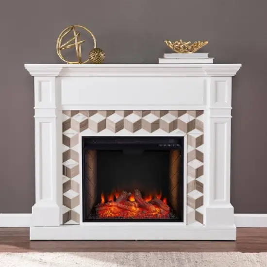Budedar Fireplace with Marble Surround White - Aiden Lane image {2}