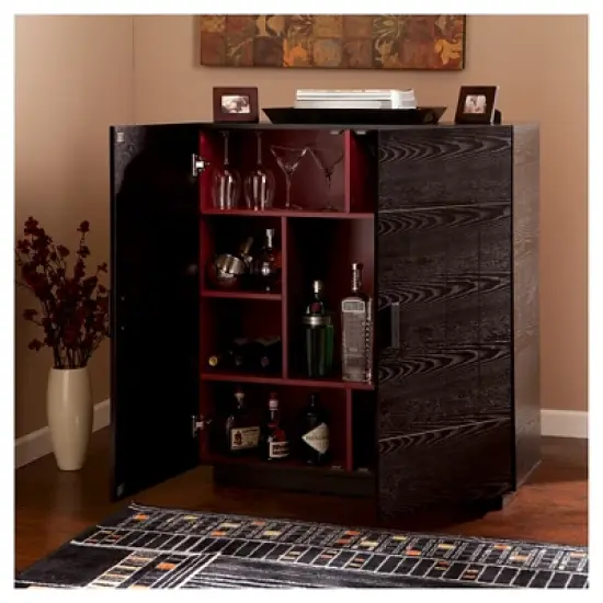 Elgin Bar Cabinet Wood/Black - Aiden Lane image {1}