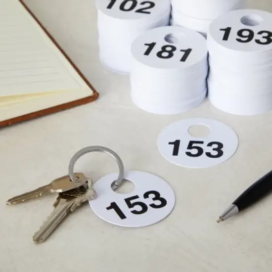 Juvale 2 Sets of Round Numbered Tags 1-300, Double-Sided Plastic Coat Check Tickets, 600 Pieces Total image {3}