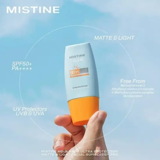 MISTINE&nbsp;Aqua Base Ultra Protection Matte & Light Facial Sunscreen Pro SPF50 PA ++++ [60ml] Sensitive Skin Sun Protection image {6}