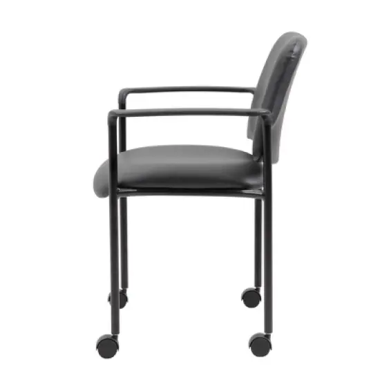 Boss Office Products Stacking Chair with Casters Black: Upholstered Desk Chair, Metal Frame, Fixed Arms image {4}