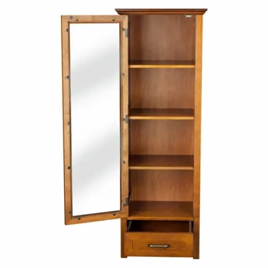 Avery Bath or Hallway Linen Cabinet with Glass Door Brown - Teamson Home image {5}