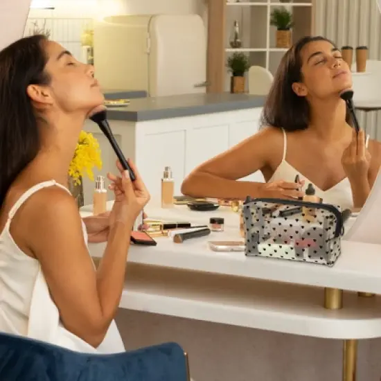 Unique Bargains Nylon Heart Shape Print Mesh Clear Makeup Bags 3 Pcs image {5}