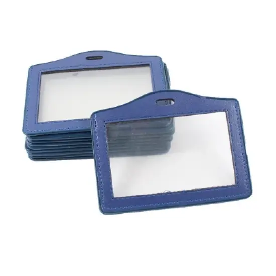 Unique Bargains Office Name Badge ID Credit Card Horizontal Holder Blue Clear 10pcs image {5}