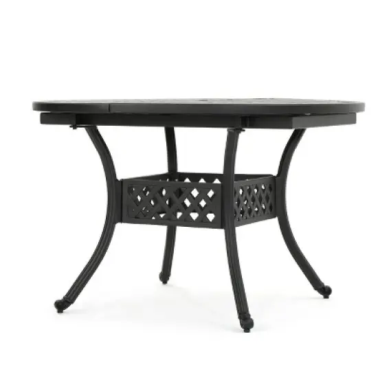 GDFStudio Stock Outdoor Expandable Aluminum Dining Table with Umbrella Hole image {5}