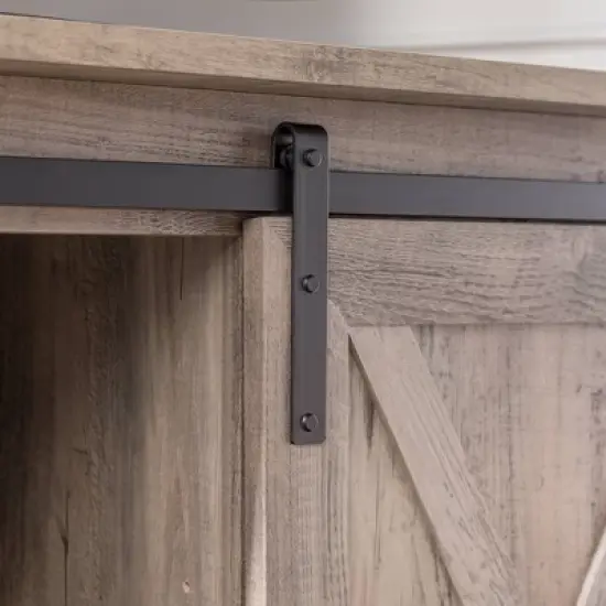 Robinson Rustic Transitional Sliding Barn Door Corner TV Stand for TVs up to 58" - Saracina Home image {8}