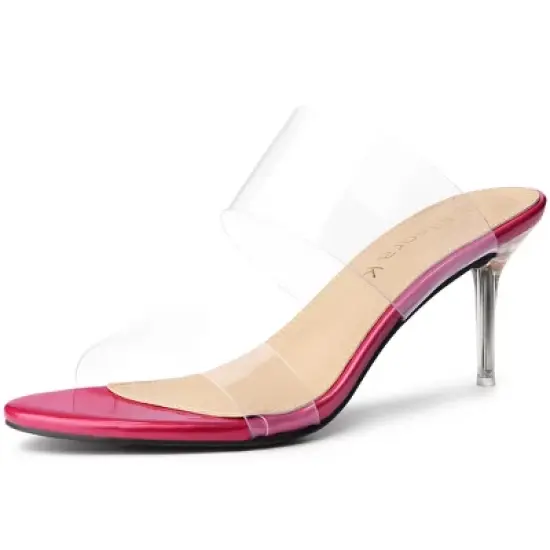 Allegra K Women's Clear Slide Stiletto Heels Sandals image {15}
