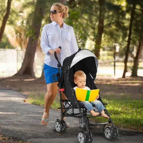 Infans Baby Lightweight Stroller, Compact Travel Stroller, Adjustable Backrest & Canopy, Foldable Umbrella Stroller for Toddlers, Black image {2}