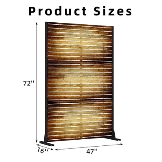 PexFix Wood Grain Blinds-Style Room Divider Screen with Galvanized Steel Construction for Home Office Patio Privacy image {7}