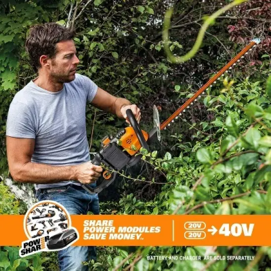 Worx WG284.1 40V Power Share 24" Cordless Hedge Trimmer image {6}