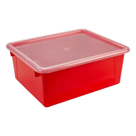 Storex Deep Storage Tray with Lid, Red image {4}