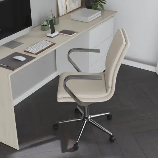 Merrick Lane Mid-Back Home Office Chair with Armrests, Height Adjustable Swivel Seat and Five Star Base image {3}