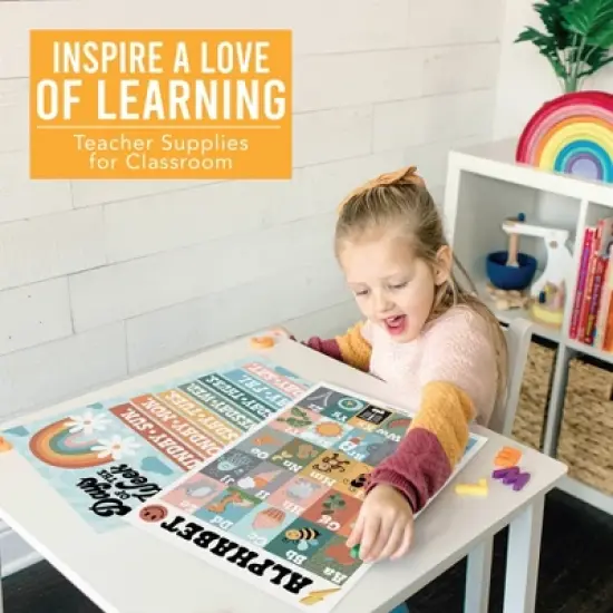 Hadley Designs Retro Boho Laminated Educational Posters for Toddlers (Set of 16) - Classroom Posters image {4}