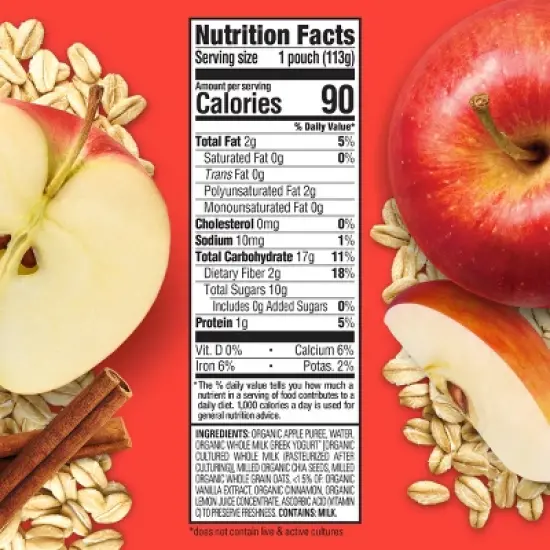 HappyTot Super Morning Organic Apples Cinnamon Yogurt & Oats with Superchia Baby Food Pouch - 4oz image {4}