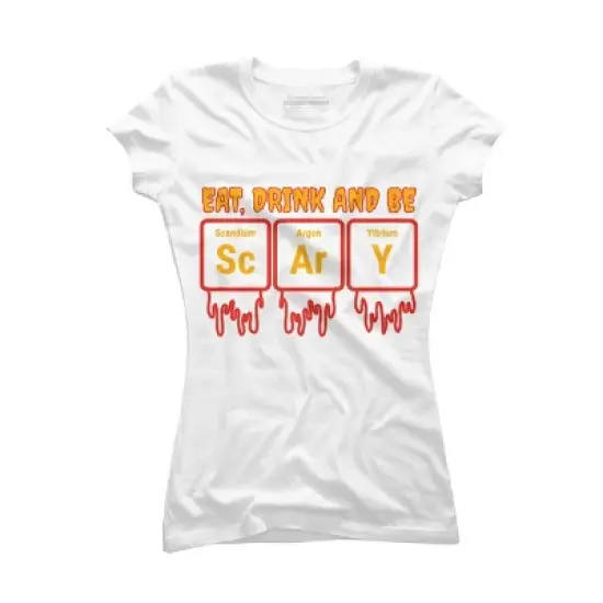 Junior's Design By Humans Funny Periodic Element Chemistry Halloween Science By Luckyst T-Shirt image {4}