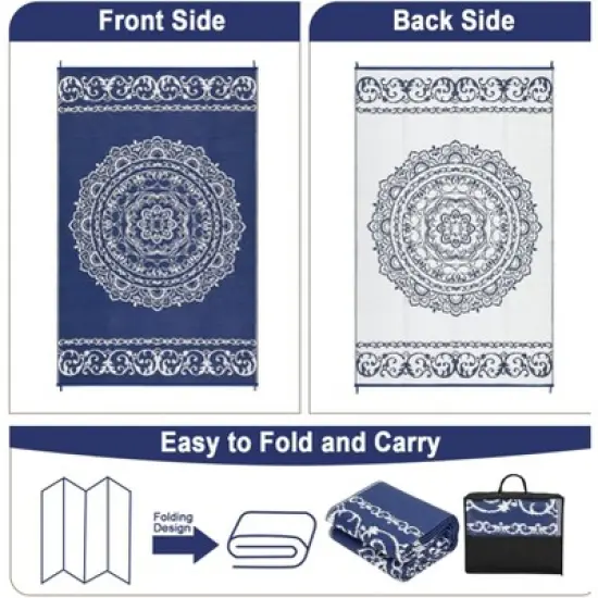 Waterproof Outdoor Rug UV-Resistant Plastic Straw Rug for Patio image {3}