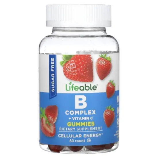 Lifeable B Complex + Vitamin C Gummies, Sugar Free, Natural Strawberry, 60 Gummies image {5}