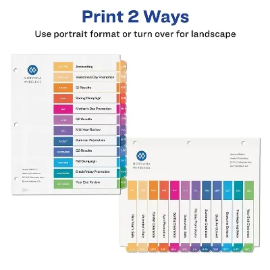 Avery Pre-Printed Monthly Dividers Customizable Table 11830 image {3}
