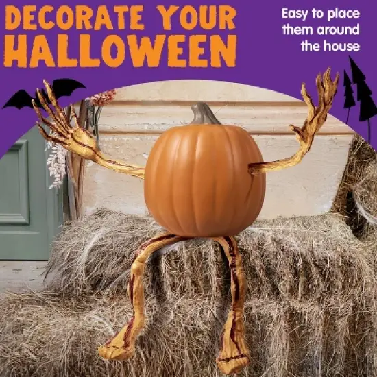Joyfy Bendable Pumpkin Arms and Legs, Halloween Decorations for Pumpkin, Set of 4 Party Decor Includes 2 arms and 2 Legs Pumpkin Stake Supplies image {4}
