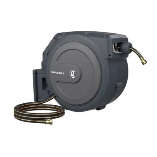 Giraffe Tools Garden Retractable Mounted Hose Hangers Dark Gray image {1}