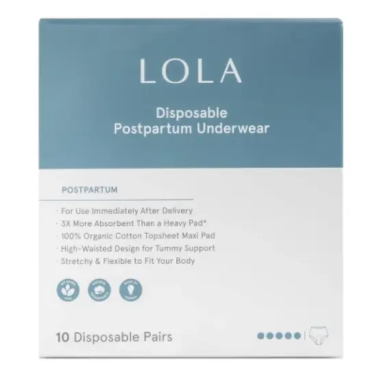 LOLA Postpartum Underwear with Organic Cotton Maxi Pad - 10ct image {13}