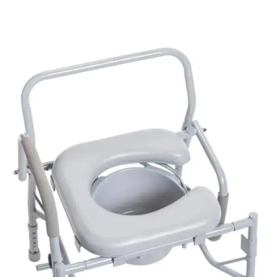 Drive Medical Steel Drop Arm Bedside Commode with Padded Seat and Arms image {7}