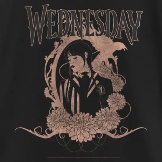 Girl's Wednesday Floral Portrait T-Shirt image {1}