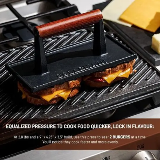 Bellemain Bacon Press Rectangle Heavy-Duty Cast Iron Grill Press for Perfectly Seared Bacon, Steak & Sandwiches image {4}