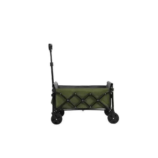 DOMETOUR Lightweight Folding Beach Wagon with Wheels - Heavy Duty Utility Cart for Grocery, Camping, Sports, Garden - Large Capacity - Army Green image {6}