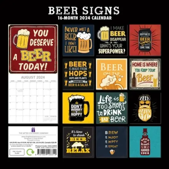 The Gifted Stationery 2024 Square Wall Calendar, Beer Signs, 16-Month Funny Corner Theme with 180 Reminder Stickers (12 x 12 In) image {3}