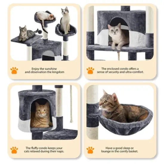 Yaheetech 79"H Large Cat Tower with Condos & Scratching Posts image {3}