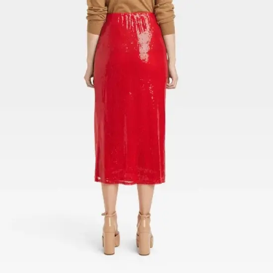 Women's Sequin A-Line Midi Skirt - A New Day&trade; Red image {1}