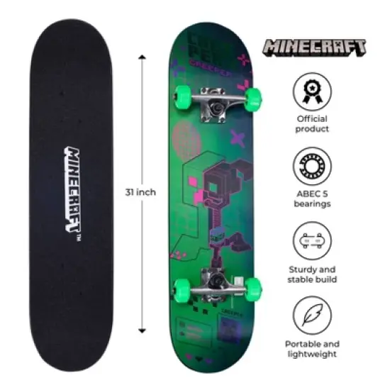 Minecraft 31'' Lenticular Deck Standard Skateboard - Green image {4}