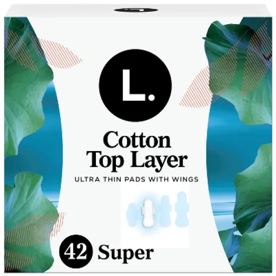 L. Organic Cotton Top Layer Ultra Thin Pads - Super Absorbency - 42ct image {12}