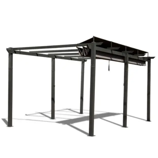 Gulches 11' x 16' Outdoor Retractable Pergola, Weather-Resistant Canopy Aluminum Garden Patio Grill Gazebo for Courtyard (Dark Gray) image {4}