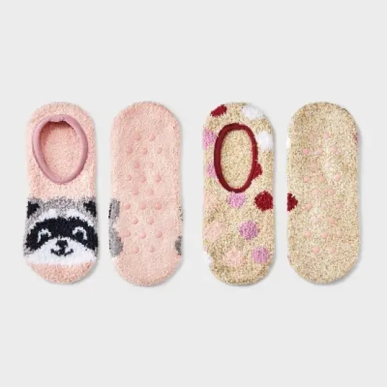 Women's Raccoon 2pk Cozy Liner Socks - Pink/Oatmeal 4-10 image {3}