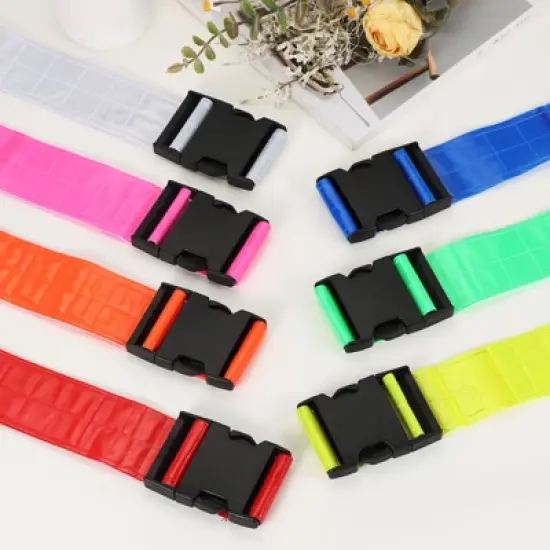 Unique Bargains Adjustable High Visibility Running Reflective Belt for Motorcycling Cycling 3 Pcs Yellow Red Green image {2}